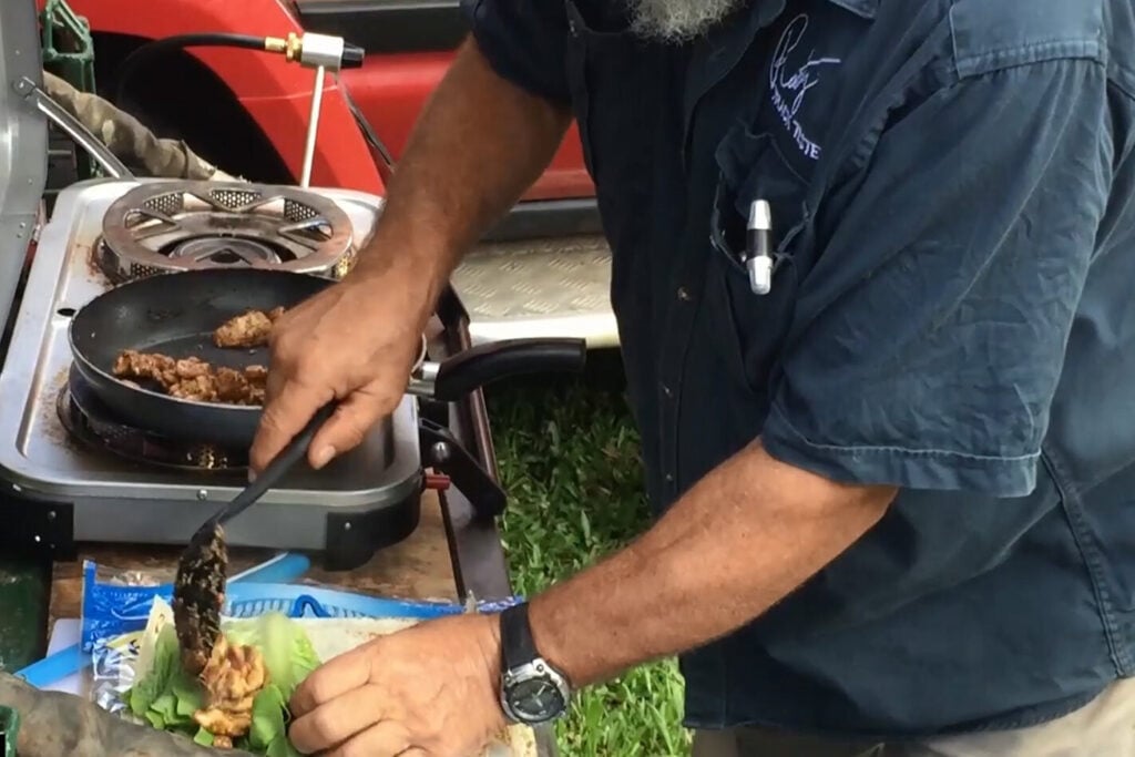 Bush cooking with Roothy: Chicken wrap