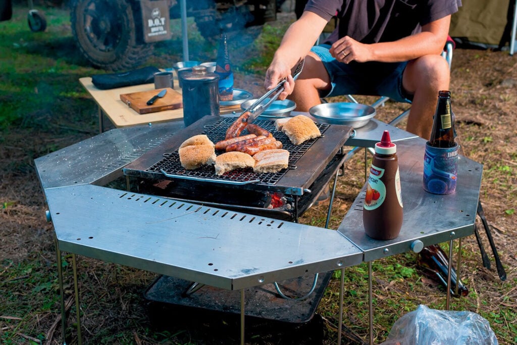 Snow Peak fire pit and Jikaro table