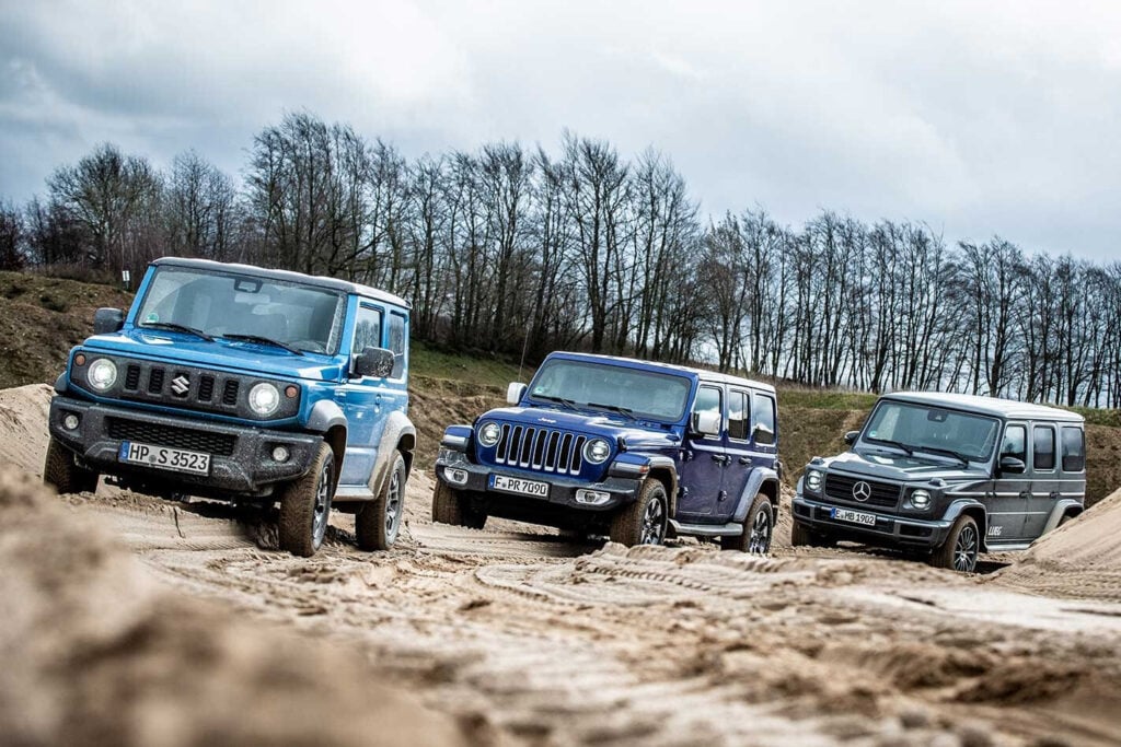 2019 Suzuki Jimny vs Jeep JL Wrangler Rubicon vs Mercedes-Benz G-Class 4x4 comparison review