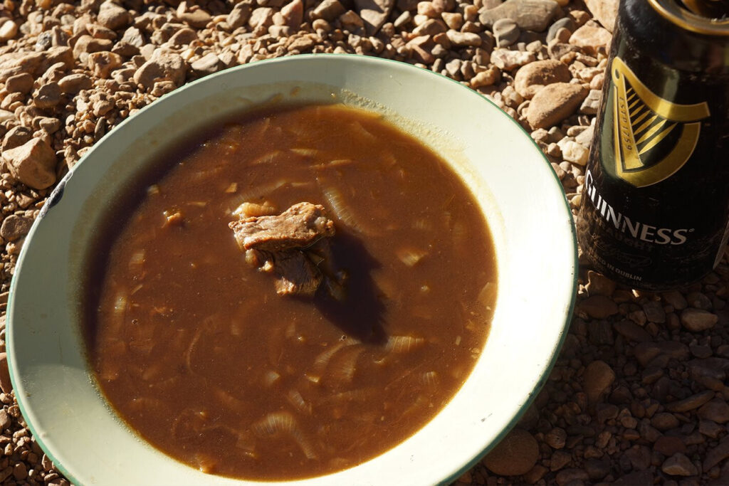 Beer Soup with Caramalised Onion and Beef