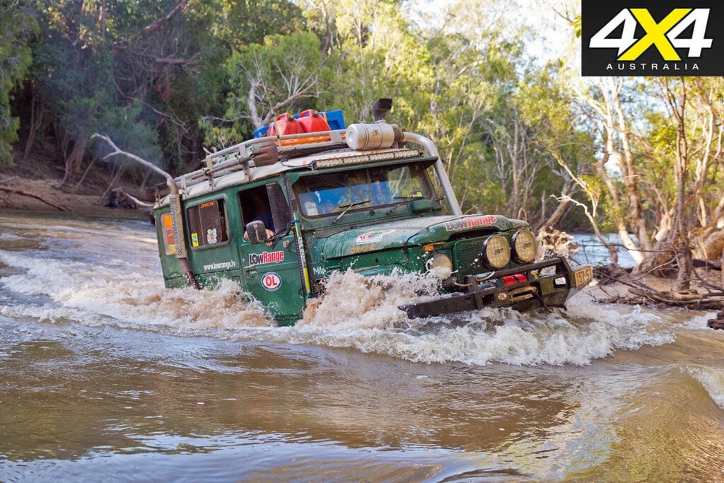 Roothys 40 series milo drives through a river